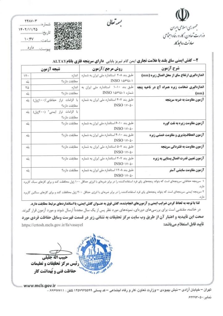 تاییدیه مرکز تحقیقلات و اداره کار